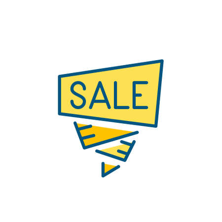 Sale origami speech bubble. Pixel perfect, editable stroke colorful iconのイラスト素材