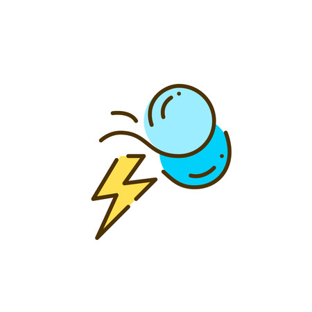 Wind power generation. Sustainable eco friendly energy source. Pixel perfect, editable stroke colorful icon.のイラスト素材