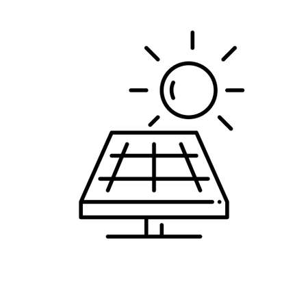 Solar panels for power generation. Green sustainable alternative energy source. Pixel perfect, editable stroke iconのイラスト素材