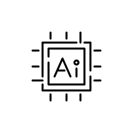 Artificial intelligence CPU icon. Pixel perfect, editable stroke