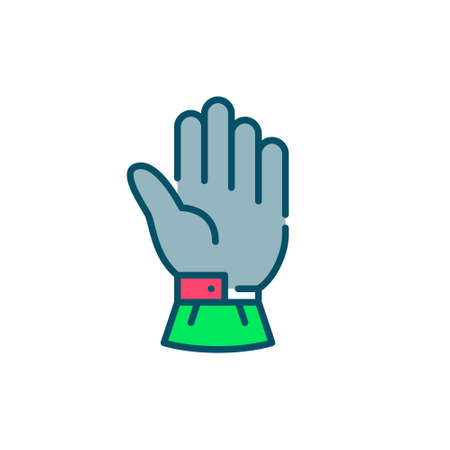 Skiing and snowboarding glove. Recreational winter sports protective wear. Pixel perfect, editable stroke colorful iconのイラスト素材