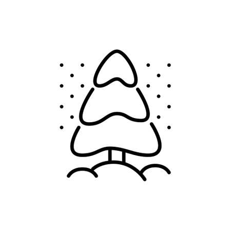 Winter fir tree in snow. Pixel perfect, editable stroke iconのイラスト素材
