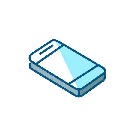 Isometric view of a smartphone. Glossy pixel perfect editable stroke colorful iconのイラスト素材