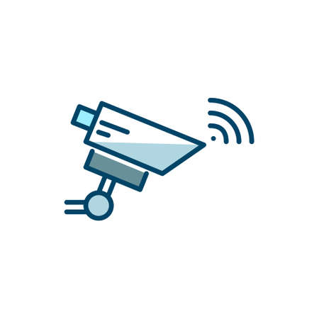 CCTV security smart camera. Pixel perfect, editable stroke colorful iconのイラスト素材