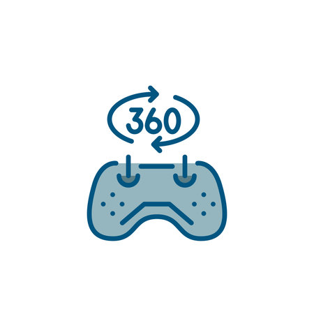 Augmented reality 360 degree gaming experience. Pixel perfect, editable stroke color icon