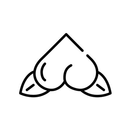 Heart shaped Chinese peach. Lunar New Year symbol. Pixel perfect, editable stroke iconのイラスト素材