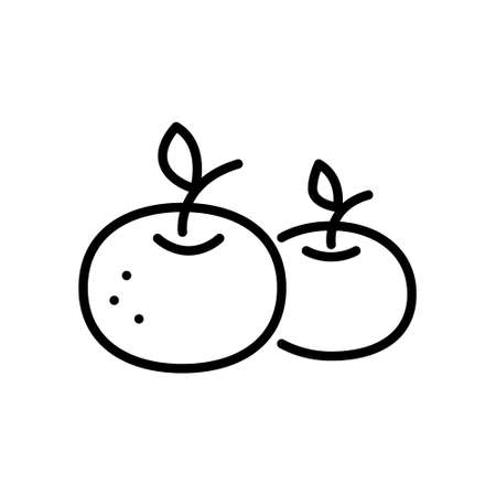 Chinese tangerines. Symbols of New Year. Pixel perfect, editable stroke iconのイラスト素材