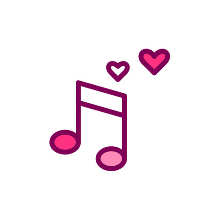 Love song. Romantic music icon. Pixel perfect, editable stroke, colorのイラスト素材