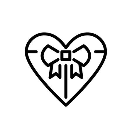 Chocolate in a heart-shaped box. Romantic present. Pixel perfect, editable stroke iconのイラスト素材