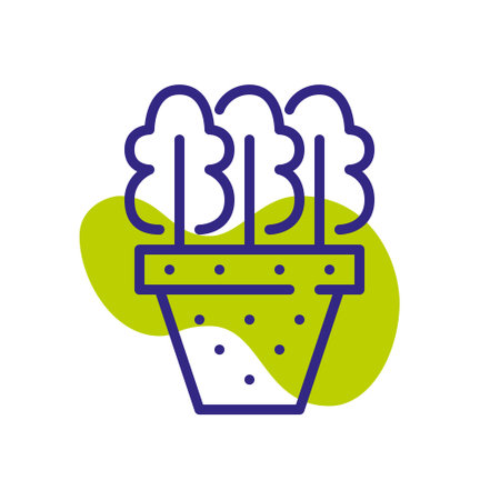 Growing plants in a pot. Farming seedlings. Pixel perfect, editable stroke color iconのイラスト素材