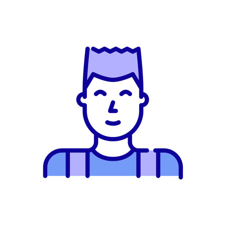 Young teenager boy with short hair wearing a t-shirt. Avatar profile picture. Pixel perfect,...
