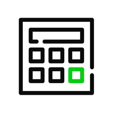 Simple minimal line art calculator icon. Pixel perfect, editable strokeのイラスト素材