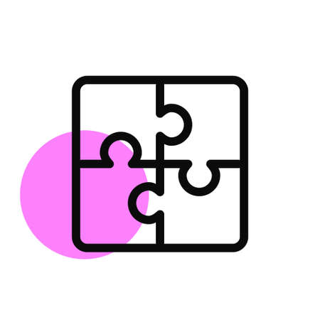 Jigsaw puzzle. Game and success strategy. Pixel perfect, editable stroke iconのイラスト素材
