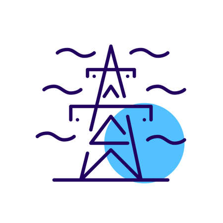 Transmission tower. Electricity distribution and consumption infrastructure. Pixel perfect, editable stroke iconのイラスト素材