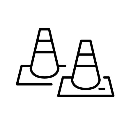Traffic cones. Road construction works. Pixel perfect, editable stroke iconのイラスト素材