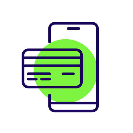 Online banking app for smartphone. Paying with credit card. Pixel perfect, editable stroke iconのイラスト素材