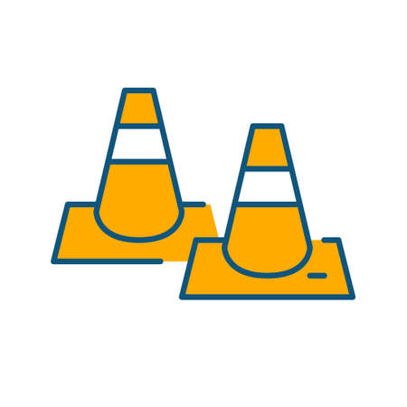 Traffic cones. Road construction works. Pixel perfect, editable stroke color iconのイラスト素材