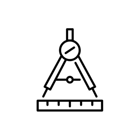 Compass tool and a ruler. Pixel perfect, editable stroke iconのイラスト素材