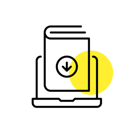 Downloading an electronic textbook for distance learning. Pixel perfect, editable stroke line art iconのイラスト素材