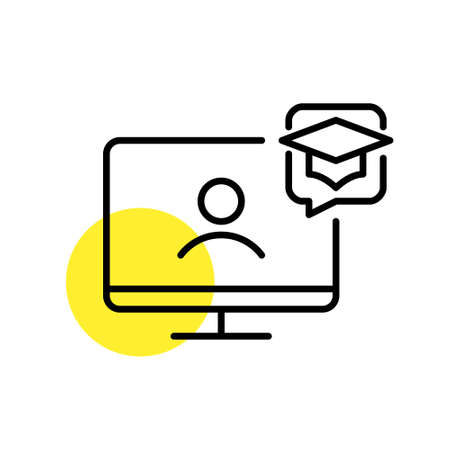 Distance learning icon. Pixel perfect, editable stroke line art iconのイラスト素材