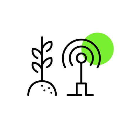 Remote control sensor for smart farming. Pixel perfect, editable stroke iconsのイラスト素材