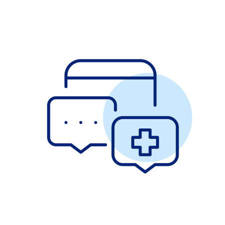 Online medical healthcare consultation app. Pixel perfect, editable stroke line art iconのイラスト素材