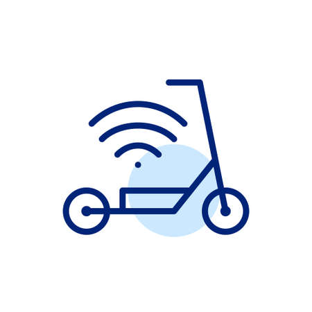 Electric scooter. Modern hipster city mobility vehicle. Pixel perfect, editable stroke line iconのイラスト素材