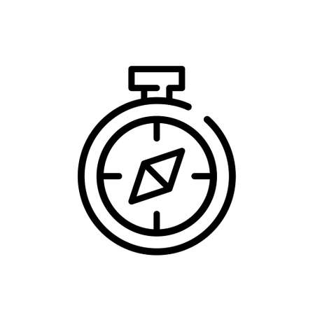 Hand compass. Hiking and travel orientation gear. Pixel perfect, editable stroke line iconのイラスト素材