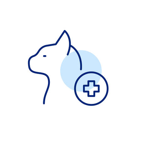 Cat veterinarian clinic line art icon. Pixel perfect, editable strokeのイラスト素材