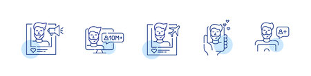 Social media blogger. Pixel perfect, editable stroke line iconsのイラスト素材