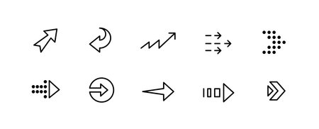 10 pixel perfect arrow icons. Doodle user interface. Set 3のイラスト素材