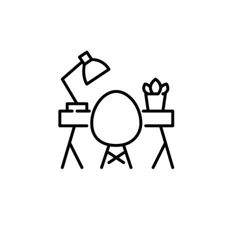Cozy workplace for remote worker. Pixel perfect, editable stroke iconのイラスト素材