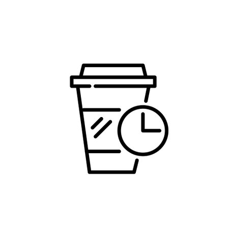 Coffee in takeaway disposable cup and break time. Pixel perfect, editable stroke iconのイラスト素材