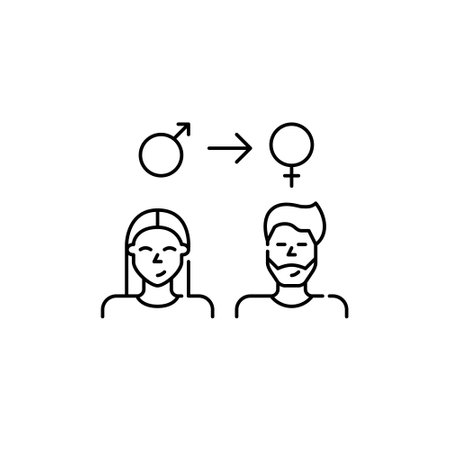 Gender transitioning icon. Female and male symbols. Pixel perfect, editable strokeのイラスト素材
