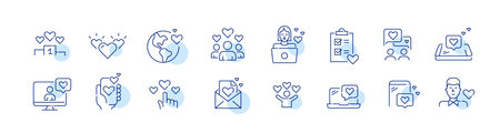 Social media and customer satisfaction reactions. Like, speech bubbles, mobile app. Pixel perfect, editable stroke iconsのイラスト素材