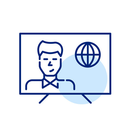 World news TV channel. Male presenter. Pixel perfect, editable icon