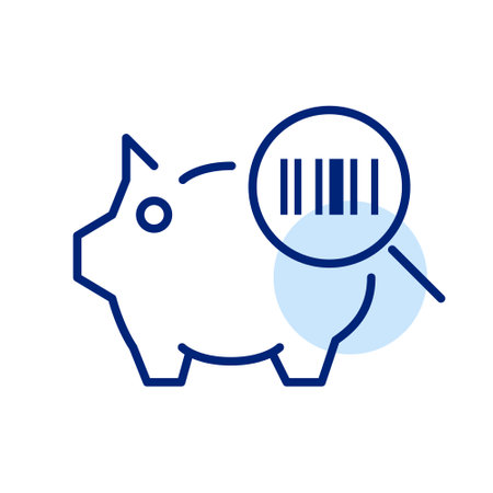 Piggy bank with bar code scanner. Internet of things. Remote online banking. Pixel perfect iconのイラスト素材
