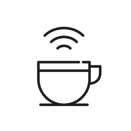 Co-working space. Coffee and wifi. Pixel perfect, editable strokeのイラスト素材