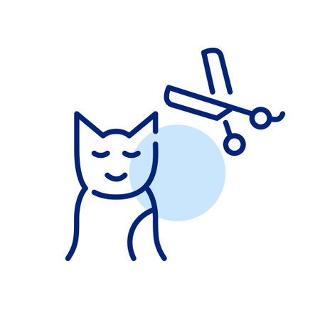 Cat grooming salon. Beauty and healthcare pet services. Pixel perfect iconのイラスト素材