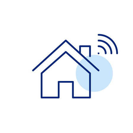 Smart home with wi-fi symbol. Connectivity and networking. Pixel perfect, editable stroke iconのイラスト素材