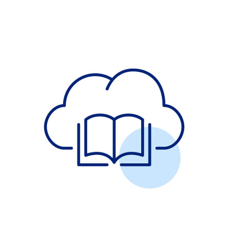 Book and cloud data storage. Reading platform and literature sharing. Pixel perfect, editable stroke vector iconのイラスト素材