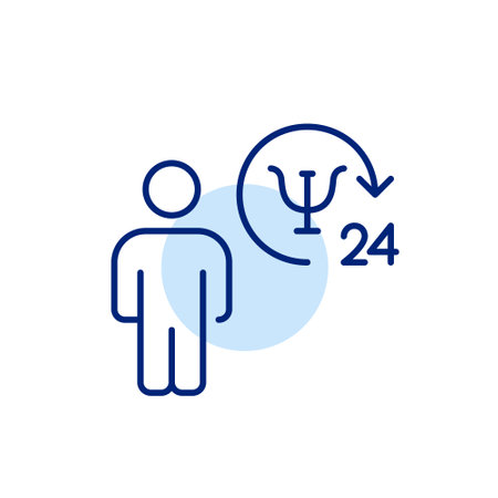 Person and psychotherapy symbol. 24 hour emotional support. Mental health services. Pixel perfect, editable stroke vector iconのイラスト素材