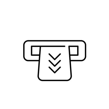 Taking credit card out of ATM slot. Cash withdrawal and other banking transactions. Pixel perfect vector iconのイラスト素材
