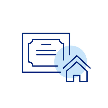 House registration document. Proof of real estate ownership. Pixel perfect, editable stroke vector iconのイラスト素材