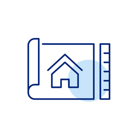 House blueprint. Construction and architecture. Pixel perfect, editable stroke vector iconのイラスト素材