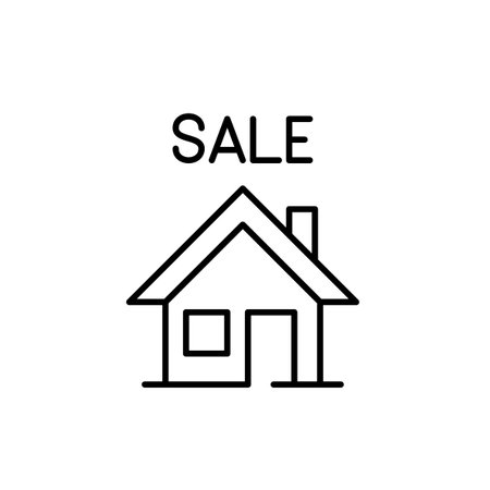 Real estate listing. House available for purchase. Pixel perfect, editable stroke vector iconのイラスト素材