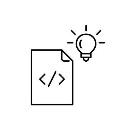 Html code file and light bubble. Web design inspiration and innovation technologies. Pixel perfect, editable stroke vector iconのイラスト素材
