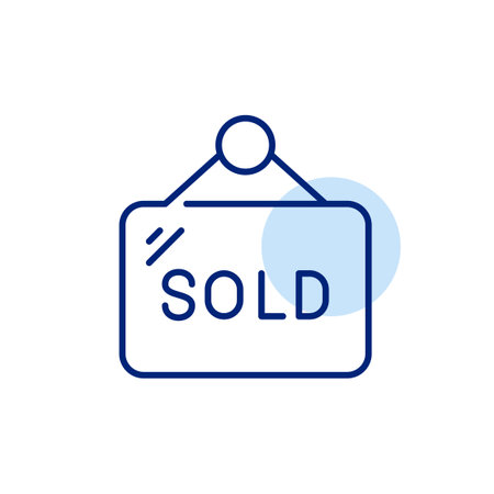 Property sold sign. Sale finalised, no longer available. Pixel perfect, editable stroke vector iconのイラスト素材