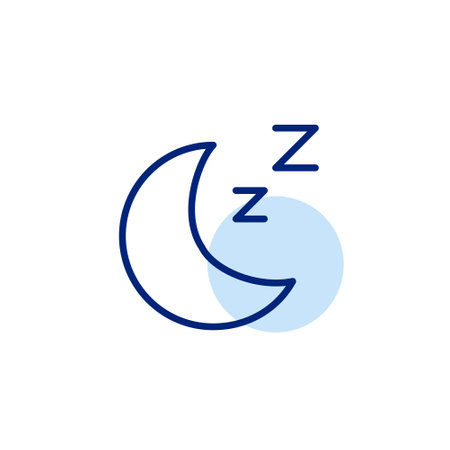 Crescent moon and sleeping symbols. Night mode. Rest and relaxation. Pixel perfect, editable stroke vector iconのイラスト素材