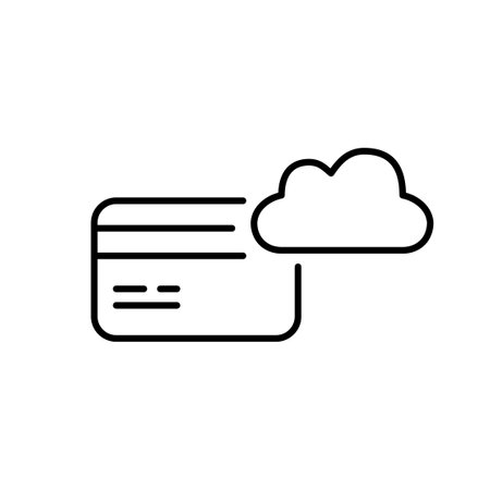 Credit card and cloud. Secure payment storage, online or cloud-enabled purchases. Pixel perfect, editable stroke vector iconのイラスト素材